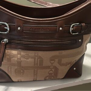 Etienne Aigner Chocolate and Beige Handbag